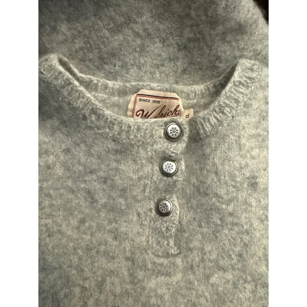 1980s Woolrich Rugged Outdoorwear Gray Heather Wool Henley Sweater  size medium